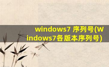 windows7 序列号(Windows7各版本序列号)
